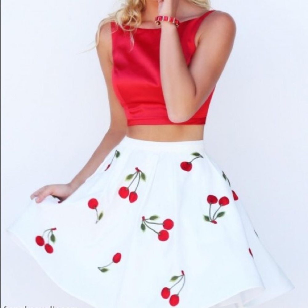 sherri hill 2 piece cherry dress